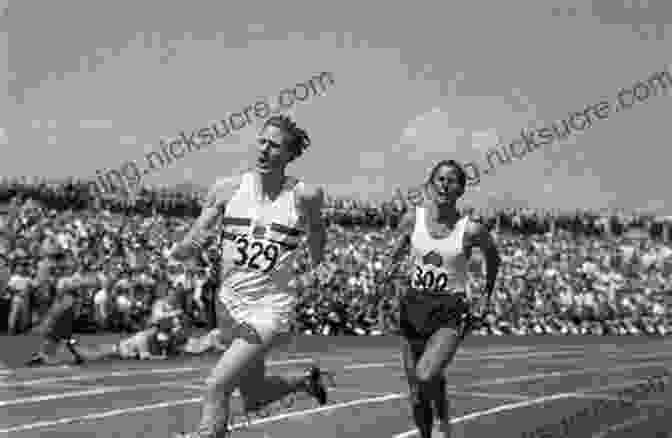 A Black And White Photo Of Roger Bannister And John Landy Crossing The Finish Line, Neck And Neck. The Race Of The Century: The Battle To Break The Four Minute Mile